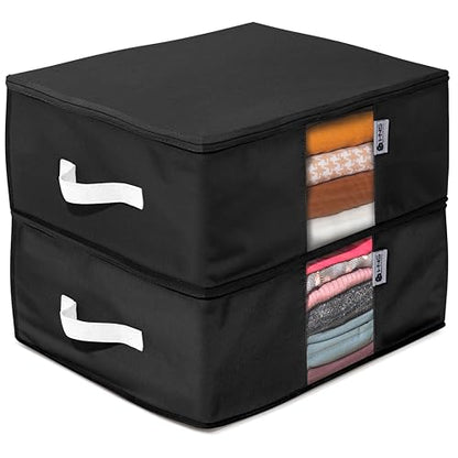 Cedar Clothes Storage Bag Organizer, Protects From Moths, Set of 2, Black - color: Black