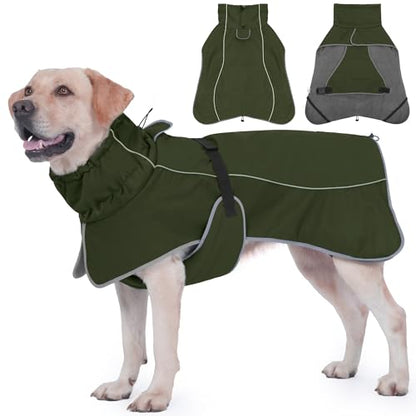 Dog Raincoat, Waterproof Dog Coat with Polar Fleece Lining - color: Army Green, size: Small