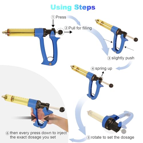 50ml Semi-Automatic Livestock Syringe Dosage Adjustable Cattle Syringe - size: 50ML Blue