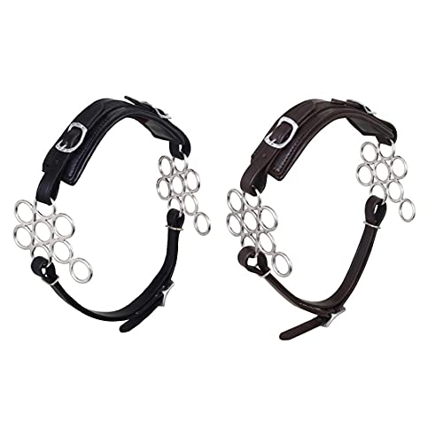 Brown/Black Hackamore Bitless Horse Bit Flower Adjustable Original Leather Bridle Western English (Black)