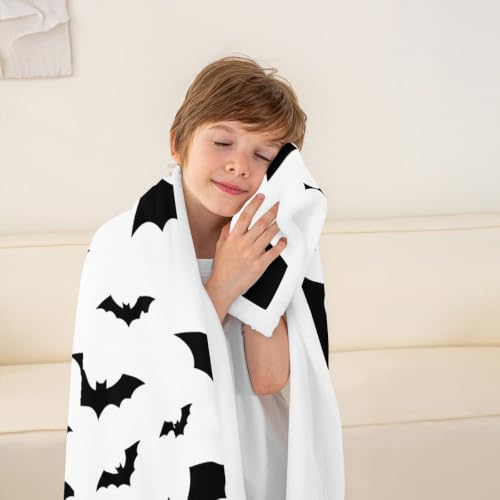 Feelyou Bat Fuzzy Throw Blanket Soft Fluffy Fleece Blankets Black and White Microfuber Plush Blankets 40"x50" - color: Black White, size: 40" x 50"