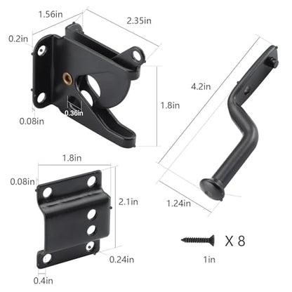 WellMade Self Locking Gate Latch Automatic Gravity Lever Door Lock for Wooden Fences, Heavy Duty Metal Gates, Vinyl Fence, Secure Pool, Garden Outdoor gate, Black with Screws