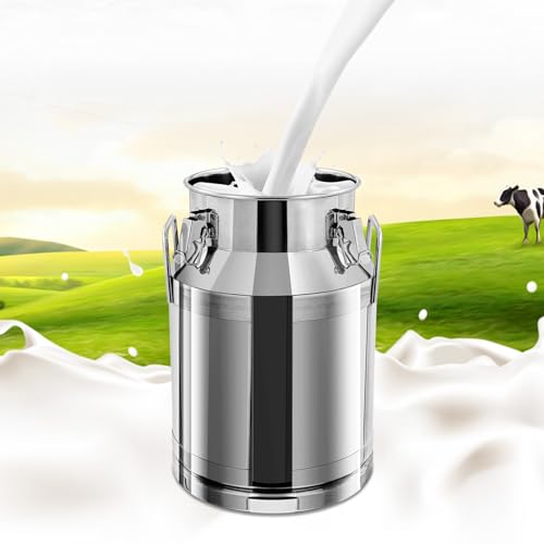 Milk Bucket 30L/8gal Stainless Steel Milk Transport Barrel with Lid, Heavy Duty Milk Jugs with Three Buckles and Two Sturdy Handles for Oil, Milk, Coffee, Wine, Tea, Honey - size: 30L