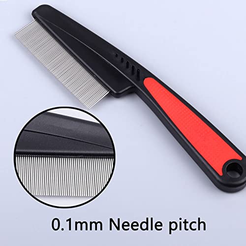 Yumflan 1.0mm Fine Tooth Stainless Steel Flea Comb for Dogs & Cats, Grip | Designed To Remove Fleas, Eggs, Dander, Debris, Glides Smoothly Through The Coat, Gentle On Skin, Built for Daily Grooming