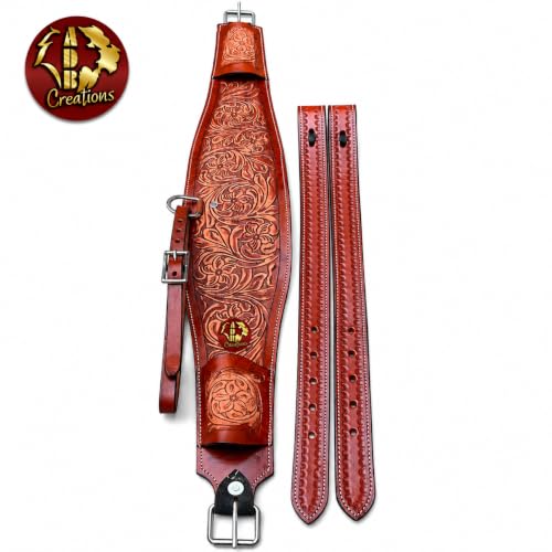 ADB CREATIONS Premium Western Floral Tooled Leather Rear Flank Cinch