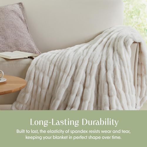 Springtree Home Luxury Micro Plush Throw Blanket | Thick Faux Fur | White | Lily Collection | 60" x 70" | White Blanket | Ultra Plush - color: White Cloud, size: 60" x 70" (Large)