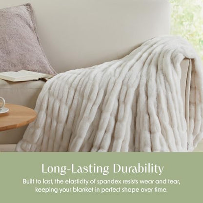 Springtree Home Luxury Micro Plush Throw Blanket | Thick Faux Fur | White | Lily Collection | 60" x 70" | White Blanket | Ultra Plush - color: White Cloud, size: 60" x 70" (Large)
