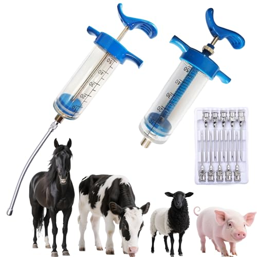 2Pcs 50ml Goat Drench Syringe, Adjustable Reusable Drench Gun - size: 50ML