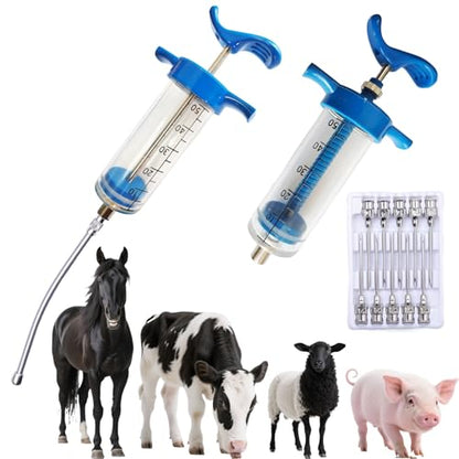 2Pcs 50ml Goat Drench Syringe, Adjustable Reusable Drench Gun - size: 50ML
