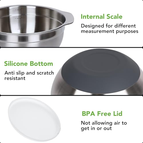 304 Stainless Steel Colander and Strainer, 5QT Large Capacity and 6QT Mixing Bowl, Micropore for Washing Rice, Fruit, and Cooked Pasta, Perfect Draining for Grain and Bean - size: 5QT+6QT