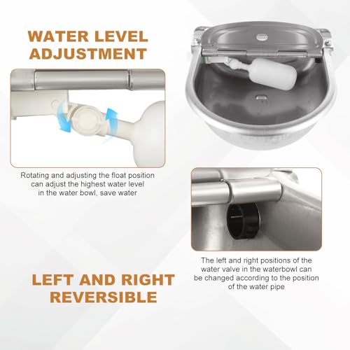 YAYODS Automatic Dog Water Bowl Dispenser Outdoor with Float Valve, Stainless Steel Auto Self Filling Animal Waterer Feeder for Outdoor Livestock, Chicken, Cow, Horse