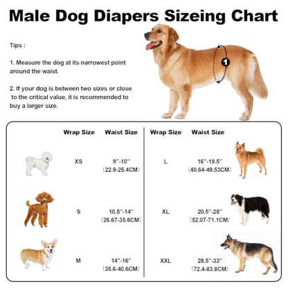 Washable Male Dog Diapers Reusable, Premium Belly Bands for Male Dogs, Pack of 3, High Absorbing Extra Extra Large Male Dog Pee Wraps for Puppy in Incontinence or Excitable Urination and Training(XXL) - size: XX-Large
