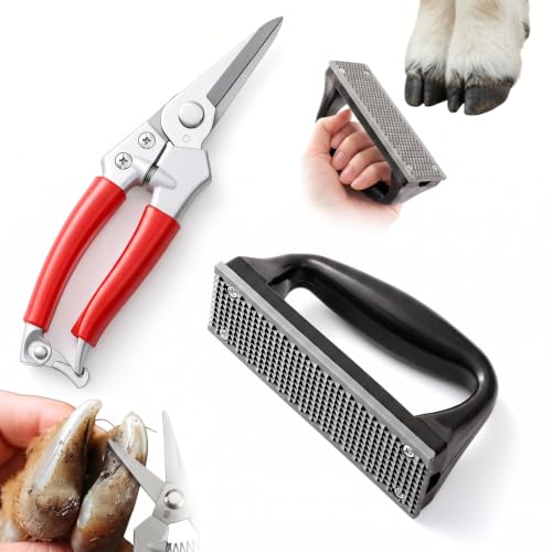 Goat Hoof Trimmers Shears Kit with Rasp, Sheep Care Tool Red Black - color: Red Trimmers Black Rasp