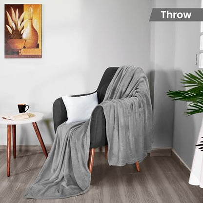 Utopia Bedding Soft Fleece Bed Blanket Throw Size Ash Grey (50x60 Inch) - color: Ash Grey, size: Throw (50x60 Inch)