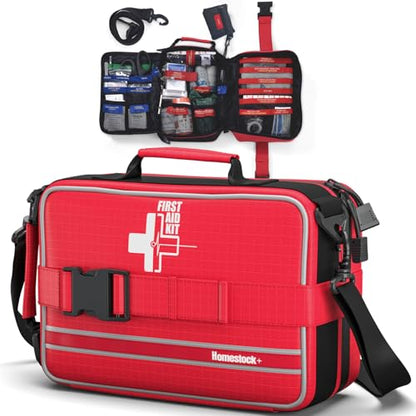 Comprehensive First aid Kits, First Aid Trauma Kit with Labelled Compartments for Cars, Home, Office, Backpacking, Camping, Traveling, and Cycling -324 Pieces - size: Extra Large