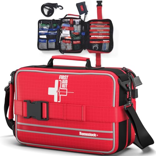 Comprehensive First aid Kits, First Aid Trauma Kit with Labelled Compartments for Cars, Home, Office, Backpacking, Camping, Traveling, and Cycling -324 Pieces - size: Extra Large