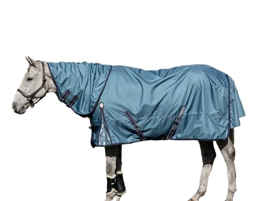 Equinavia Thunder 360 Detachable Neck Light Weight Turnout Blanket 100g - Bluestone Blue - 78 in - color: Bluestone Blue, size: 78 in