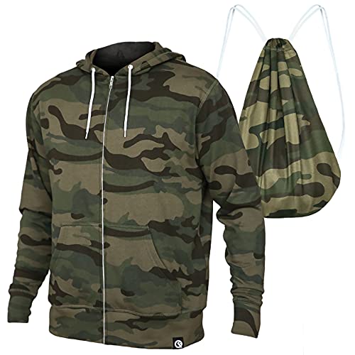 Quikflip 2-in-1 Reversible Backpack Hoodie (As Seen on SHARK TANK) Unisex Full-Zip Hero Hoodie Lite - color: Camo, size: X-Small