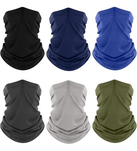 Fuinloth Neck Gaiter, 6 Pack Cooling UV Protection Bandana Face Mask Gator - color: Black+blue+green+gray+light Gray+navy