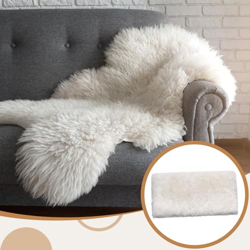 Yoojahow 20 Pcs Sheepswool Leather Remnants, Pure Sheepskin Lambs Wool Scrap, Sheep Leather and Wool, 10" x 5" Sheepskin Pad Scrap for Polishing Cleaning Painting Staining Arts & Crafts