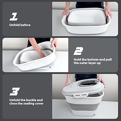 Viretec Cereal Rice Storage Containers, 20 to 50Lbs Collapsible Dry Food Dispenser Bins with Airtight Flip Lid Rolling Wheel, Kitchen Pantry to Store Sugar Flour, Dog Pet Cat Food Holder Container - color: White