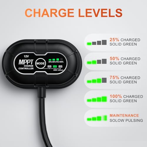 SUNER POWER 12V 30W Solar Battery Charger Maintainer, Built-in UltraSmart MPPT Controller, Adjustable Mount Bracket, Waterproof 30 Watt Solar Panel Kit for 12 Volt SLA Deey Cycle AGM Lifepo4 Battery - size: Bc-30w-p Pro