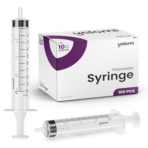 10mL Luer Slip Syringe (No Needle) | 100 Pack | Yalomi - size: 100 Count (Pack of 1)