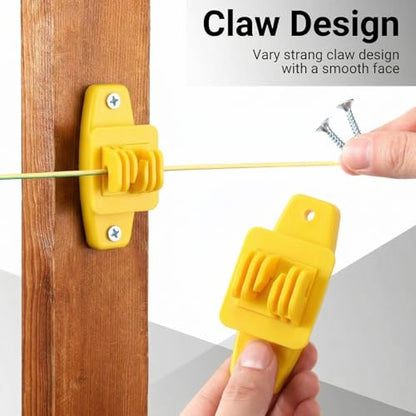 Pushglossy 100 Pcs Electric Wire Fence Insulators Wood Post Claw, Yellow - color: Yellow