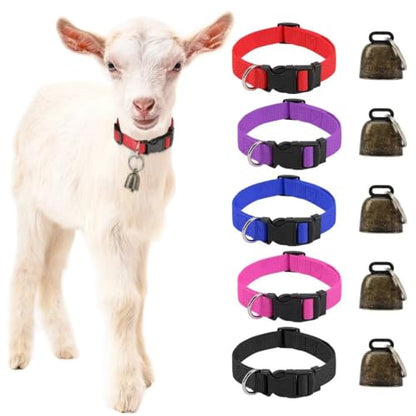 5 Pack Classic Goat Collars with Bells,Anti-Lost Pet Collar - color: Multi-colored