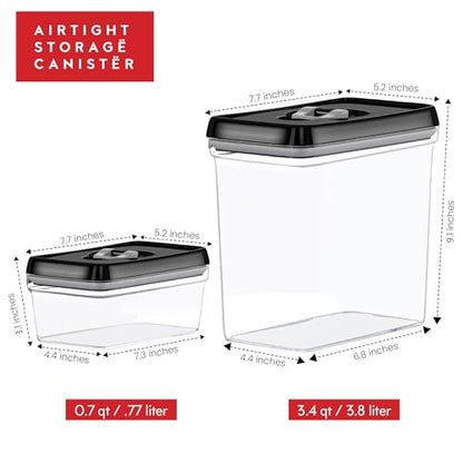 DWËLLZA KITCHEN Large Airtight Food Storage Containers - Clear Plastic Bulk Food Pantry & Kitchen Storage Containers for Flour, Sugar and Baking Supplies 4 Pcs. BPA-Free, Keeps Fresh & Dry (Black) - color: 07 - 3.8 liters & 0.77 liter (Set of 4)