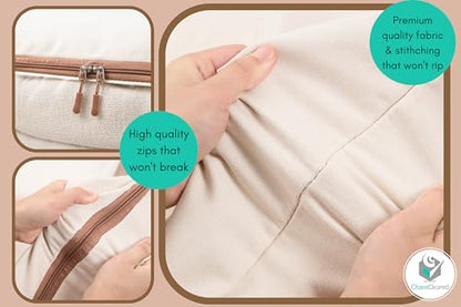 Chaos Cleared Canvas Storage Bags Designer Organizer for Underbed 2 Pack – Seasonal Storage for Sweaters, Blankets, Linens & Garments – Foldable Design with Zip & Window, Moth-Proof Space Saver - size: Underbed Bag 2 Pack