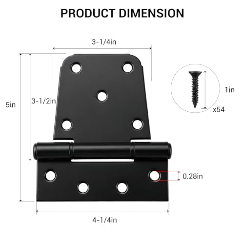 HOME MASTER HARDWARE 3-1/2" Heavy Duty Gate Hinges, 6 Pack T Strap Hinge - color: 6 Pack - Black