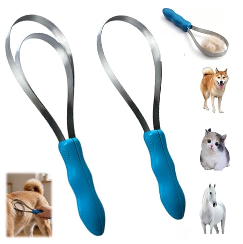 RQG Dual-Sided Shedding Blade,Grooming Blade,Animal Hair Brush with Stainless Steel Blade for All Dog/Cat/Horse/Cattle Coat Types- Short and Long Hair Coats- Soft Touch Grip (Single loop+double loops)