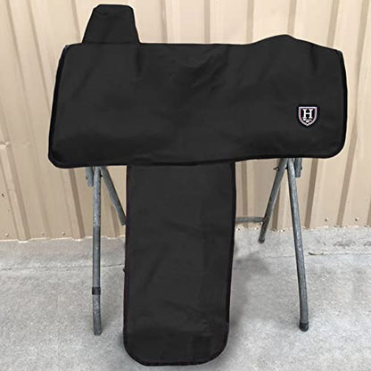 Harrison Howard Long-Lasting 6 Elastic Straps 600 Denier Waterproof Western Saddle Cover-Black - color: Black