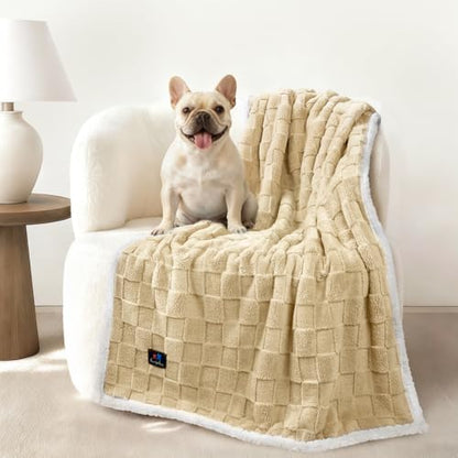 Luciphia Waterproof Dog Blanket, Reversible Fleece & Sherpa, Couch Cover - color: Creamy Yellow, size: Medium (57x40 inch)