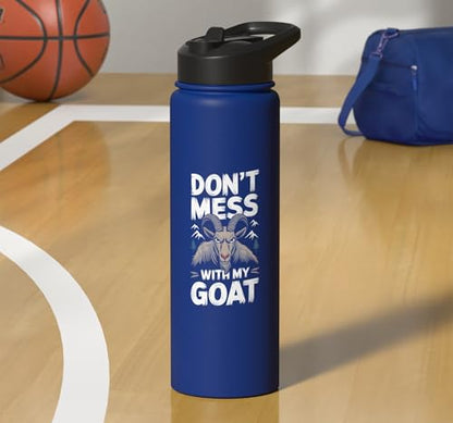 Don´t Mess With My Goat Cute Coat Pygmy Goat Farmer Stainless Steel Insulated Water Bottle - color: Royal Blue