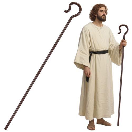 Seenelling 55 Inch Shepherd Staff Canes, Plastic Shepherd Hook Prop for Nativity Halloween Party Cosplay Costume Accessories(Brown) - color: Brown, size: 55 Inch