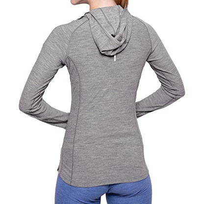 MERIWOOL Women’s Base Layer Hoodie Lightweight Merino Wool Long Sleeve Thermal - color: Gray Heather, size: X-Small