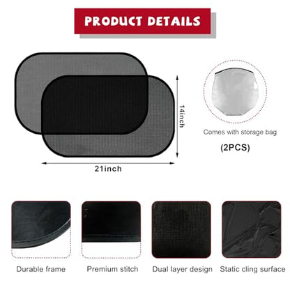 povtii 2PCS Car Window Shades, 21"×14" Side Window Screens Sun Shade Blocker for Your Child, Universal Glare Shield and UV Rays Protection Car Accessories Cling Window Cover (Transparent) - color: Transparent