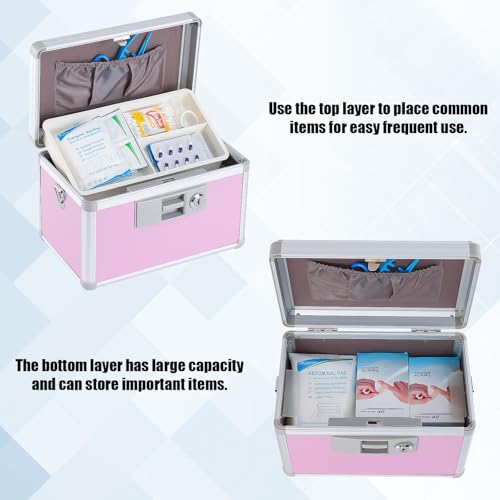 xydstay Medicine Lock Box, 10.2" x 6.2" x 7.7", Pink - size: 10.2x6.2x7.7 Inch (Pack of 1)