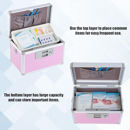 xydstay Medicine Lock Box, 10.2" x 6.2" x 7.7", Pink - size: 10.2x6.2x7.7 Inch (Pack of 1)