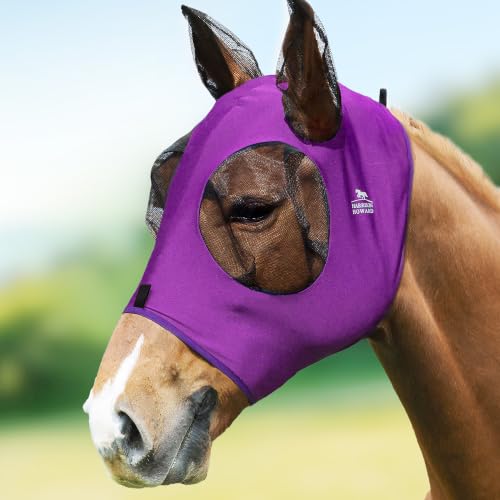 Harrison Howard Super Comfort Stretchy Fly Mask Large Eye Space with UV Protection Soft on Skin with Breathability Fly Mask -Amethyst Cob (Medium) - color: Amethyst, size: Cob (Medium)