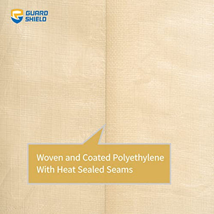GUARD SHIELD Beige Tarp Heavy Duty Waterproof 8x10 Feet Outdoor Poly Tarps Cover Thick UV Resistant Canopy Tarpaulin with Grommets 10mil - color: Beige/Khaki, size: 8x10
