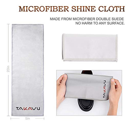 TAKAVU Shoe Shine Kit 4pcs, 100% Horse Hair, Polish & Crepe Suede Brush