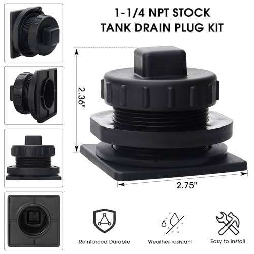 2Pcs Stock Tank Drain Plug Kit Compatible with Rubbermaid Water Trough 100 50 70 150 300 Gallon Stock Tank,Water Trough Drain Plug Kit for Rubbermaid FG424288BLA/FG424400BLA/FG424500BLA/FG424700BLA