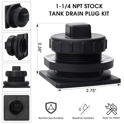 Stock Tank Drain Plug Kit Compatible with Rubbermaid Water Trough Stock Tank 100 50 70 150 300 Gallon,Water Trough Drain Plug for Rubbermaid FG424288BLA/FG424400BLA/FG424500BLA/FG424700BLA