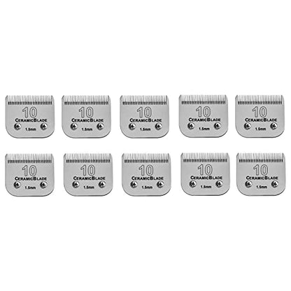 10#Dog Grooming Ceramic Blade sets,Compatible with Andis/Oster A5/Wahl 10KM - color: 10# (10 Pack)