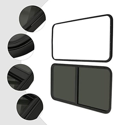 24" W X 20" H RV Window Horizontal RV Windows Privacy RV Replacement Window Stable Sliding Windows Black Universal Rectangular RV Windows With Trim Ring for Teardrop Cargo Horse Trailer Marine Camper - color: 24" W x 20" H