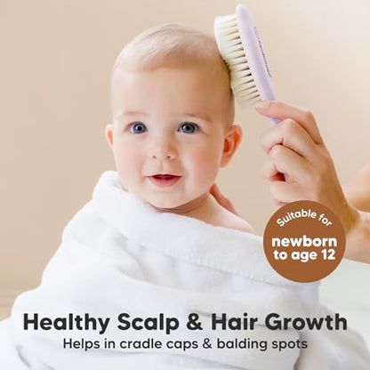 KeaBabies Baby Hair Brush and 3-Pack Baby Swaddle Sleep Sacks - Wooden Brush with Soft Goat Bristles, Newborn Swaddle Sack, Cradle Cap Softener