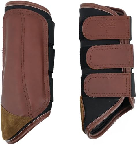 Jeereal Brushing Horse Boots Equine Boots | Protective Gear and Training Equipment | Neoprene,Waterproof Cloth and Genuine Leather Made of (Coffee, Pony (Small)) - color: Coffee, size: Pony (Small)
